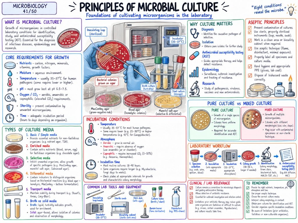 Principles of Microbial Culture โ Foundations of cultivating microorganisms in the laboratory
